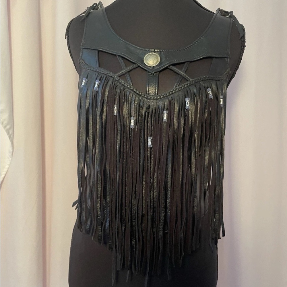 On The Fringe Leather Top/Biker/Gothic/Beaded Fringe